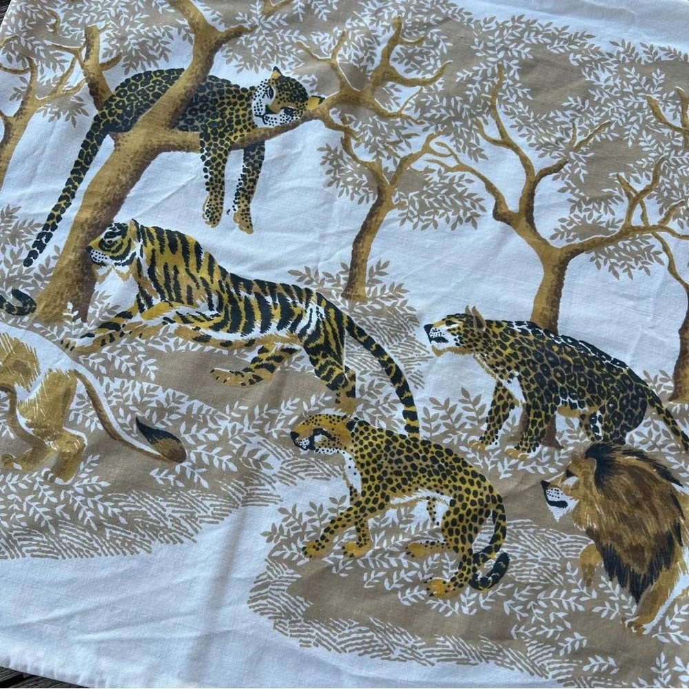 Vintage Tastemaker Big Cat Safari Pillowcase King Size 50/50 Made in USA 70s GUC